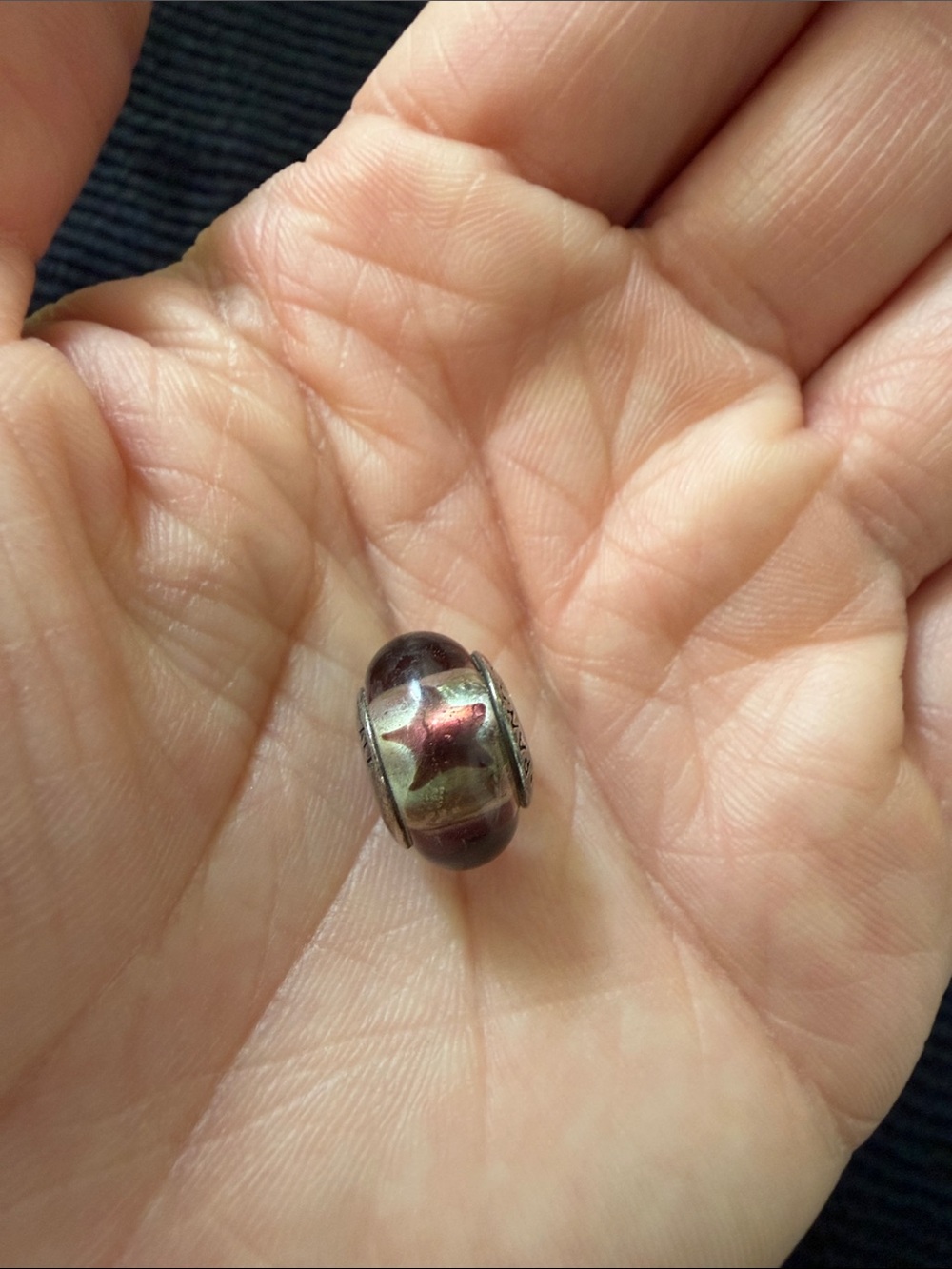 Pandora Purple Glass Star Charm Bead with Silver Core